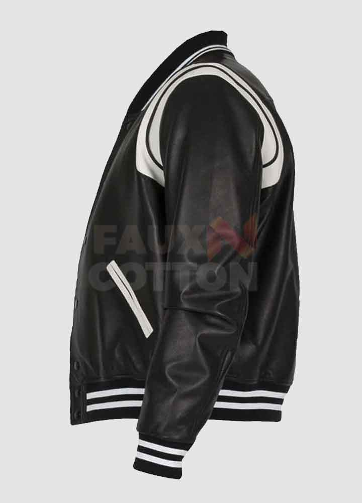 Men's Black And White Bomber Leather Jacket Men's Black And White Bomber Leather Jacket